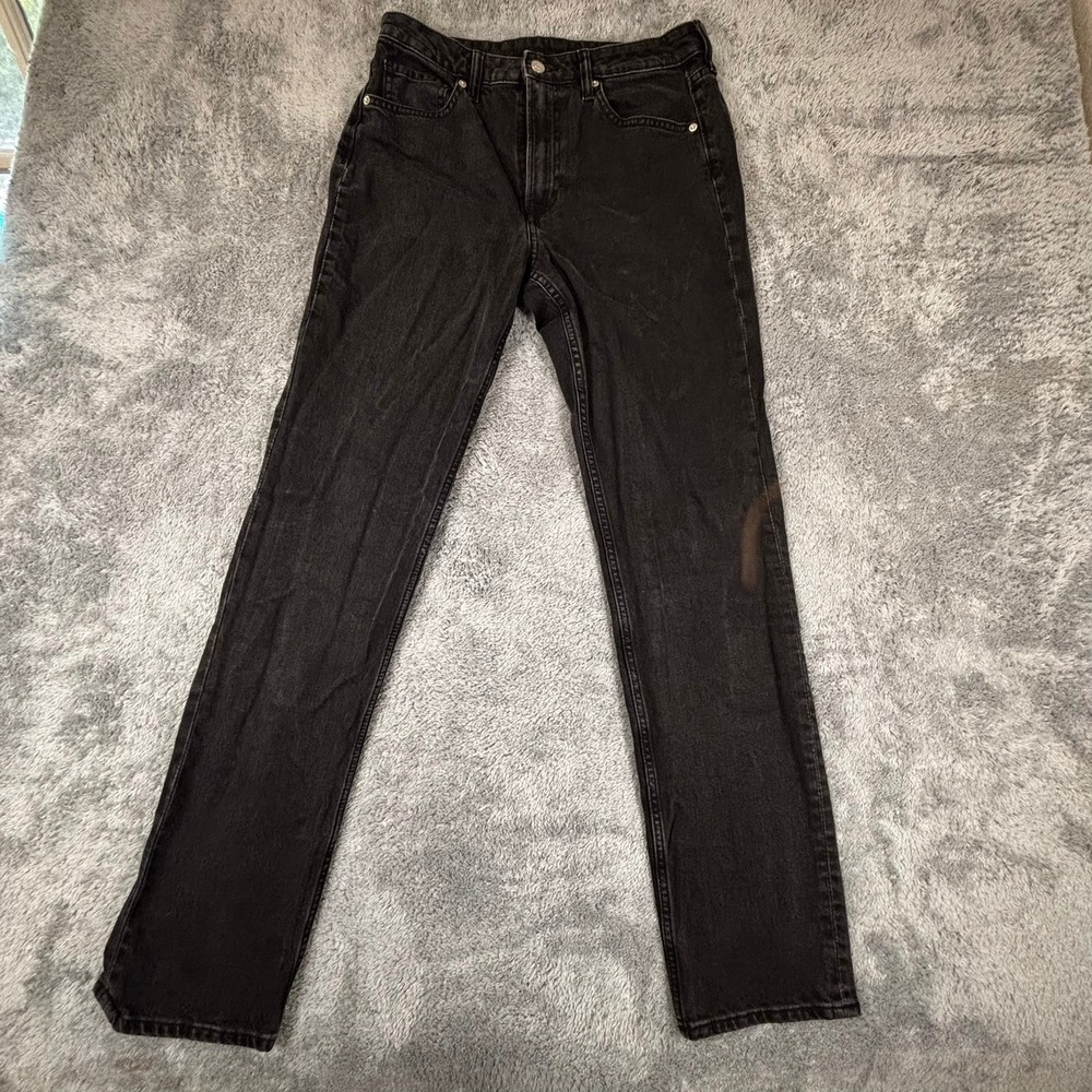 HM &DENIM Slim Straight High Waist Jeans Washed Black CA 10 MX 10 CN 170/80A